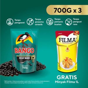 Bango Kecap Manis [3 pcs 700 G] Free FILMA Minyak Goreng [1 L]